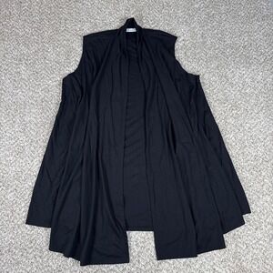 Bryn Walker Vest Womens M Black Sleeveless Draped Open Front Lagenlook Cardigan